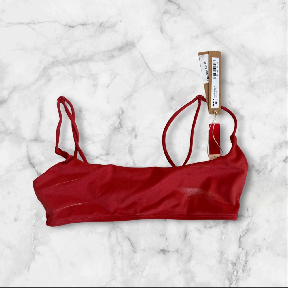Skims Classic Swim Square Neck Scoop Top Terra Red BT-SCP-9610W XS NWT